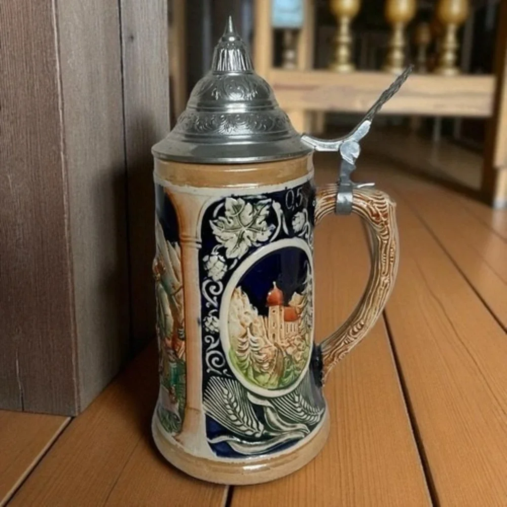 VTG Beer Stein With‎ Lid Made In Western Germany Hunter Date 9